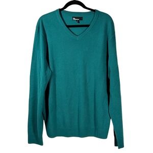 The Commons New Cashmere Sweater Mens Teal V Neck Long Sleeve XL old money